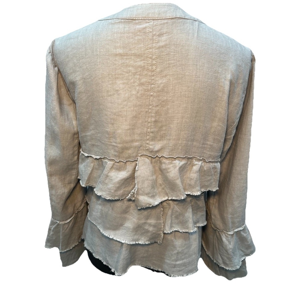 INC International Concepts Linen Blazer Women's Size Small Ruffles 90's Zip Up - Picture 2 of 10